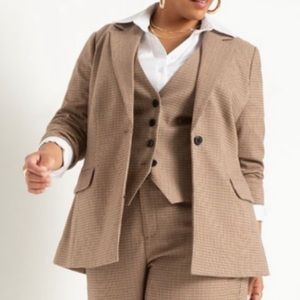 Eloquii Tan Plaid Women's Vest